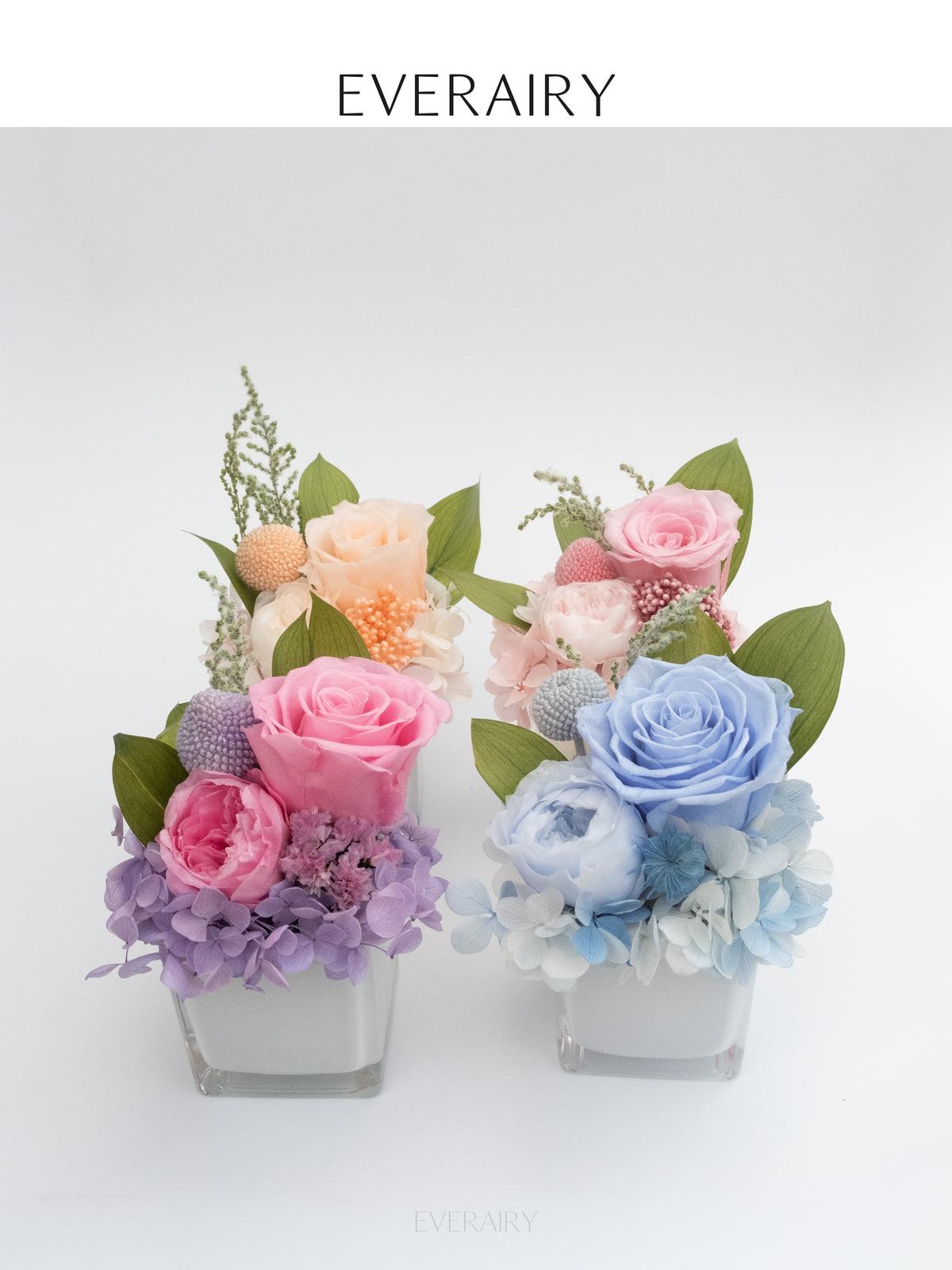 Rose Duet - Preserved Flower Arrangement - Blue