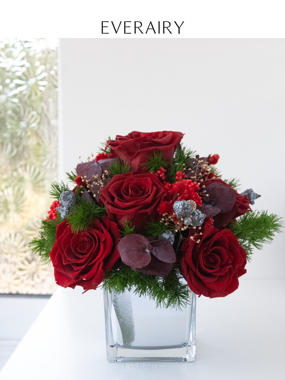 Crimson Solstice - Preserved Flower Arrangement